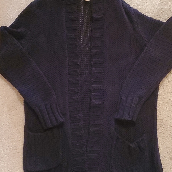 Micheal Kors Medium Navy Blue Hooded Cardigan - Picture 3 of 5